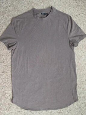 ASOS Design Mens Size Large Longline Muscle Fit T-Shirt Curved Hem Brown